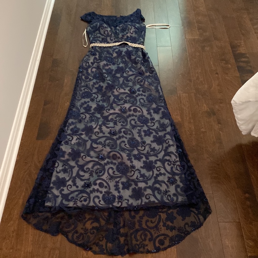 Evening elegant long dress Jade couture S4 navy and grey dress . Wore only once. - Picture 11 of 17
